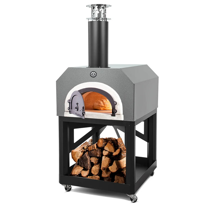 Chicago Brick Oven CBO-750 Mobile Stand Wood Fired Pizza Oven - Solar Black - CBO-O-MBL-750-SB